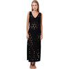 Women's Laser-Cut Through Pattern Maxi Sleeveless Dress, Black - Dresses - 1 - thumbnail