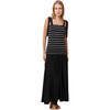 Women's Adjustable Shoulder String Smocked Maxi Dress, Black - Dresses - 1 - thumbnail