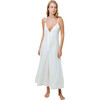 Women's Linen V-Neck Spaghetti Strap Button-Up Wide Leg Jumpsuit, White - Dresses - 1 - thumbnail