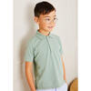 Plain Short Sleeve Polo Top, Green - Sweaters - 2