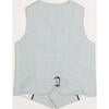 Plain Light Linen Vest, Blue - Coats - 3