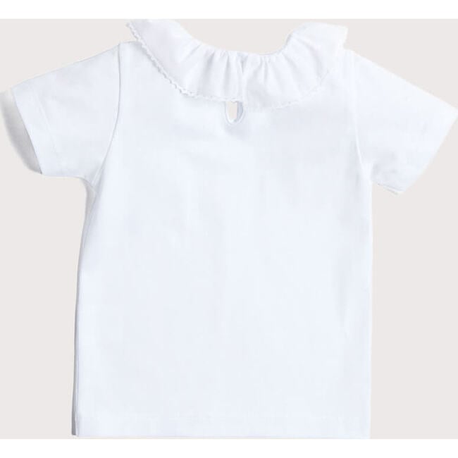 Piculina Trim Top, White - Blouses - 4