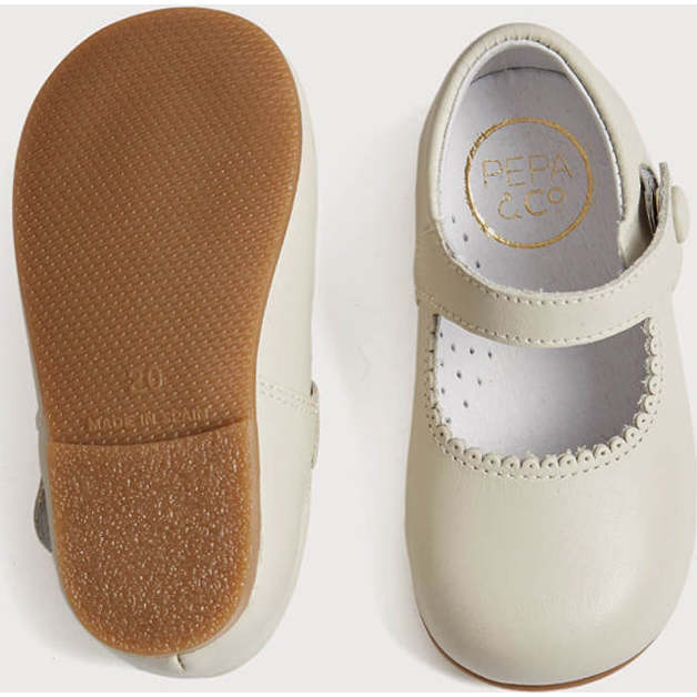 Mary Jane Leather Baby Shoes, Ivory - Mary Janes - 5