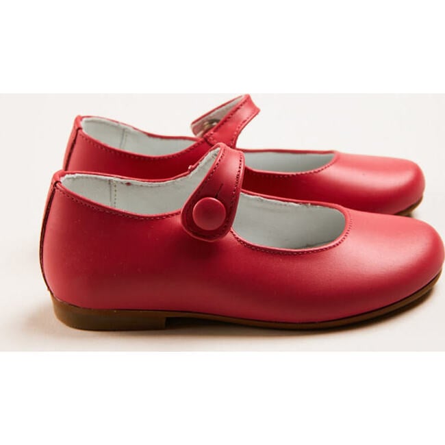 Leather Mary Jane Shoes, Fuscia - Mary Janes - 3