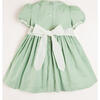 Handsmocked Peter Pan Collar Short Sleeve Dress, Green - Dresses - 2