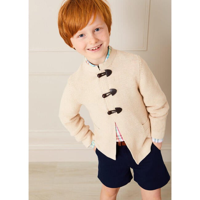 Toggle Fastening Cardigan, Beige - Coats - 3