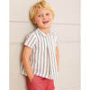 Striped Polo Collar Short Sleeve Shirt, Red - Shirts - 3