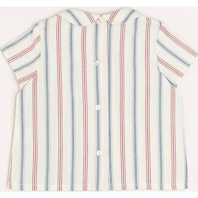 Striped Polo Collar Short Sleeve Shirt, Red - Shirts - 4