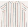 Striped Polo Collar Short Sleeve Shirt, Red - Shirts - 4