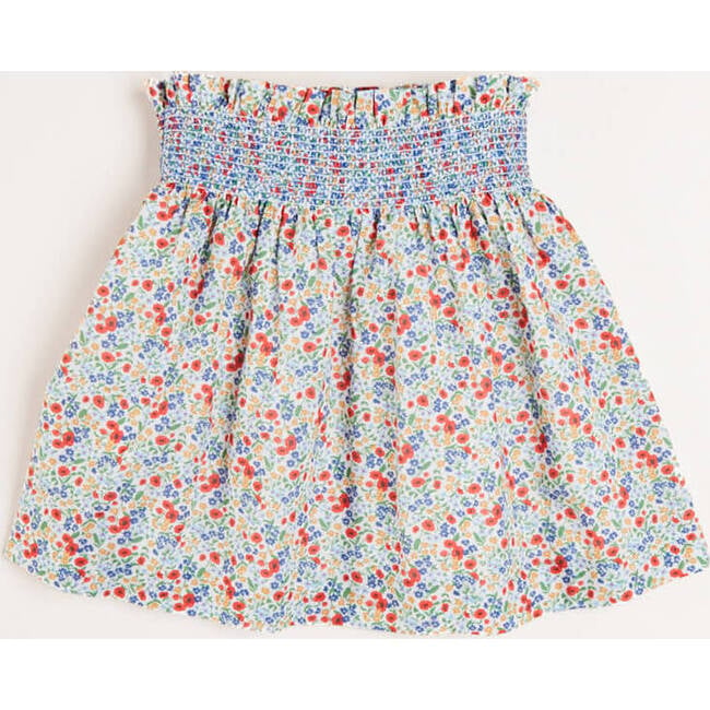 Poppy Floral Print Skirt With Smocked Waistband, Red - Skirts - 2