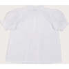 Frilly Neck Pleated Short Sleeve Blouse, White - Blouses - 4