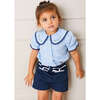 Contrast Trim Bow Front Shorts, Navy - Shorts - 2