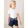 Contrast Trim Bow Front Shorts, Navy - Shorts - 3
