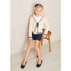 Contrast Trim Bow Front Shorts, Navy - Shorts - 4