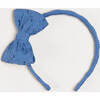 Broderie Anglaise Medium Bow Headband, Blue - Hair Accessories - 1 - thumbnail