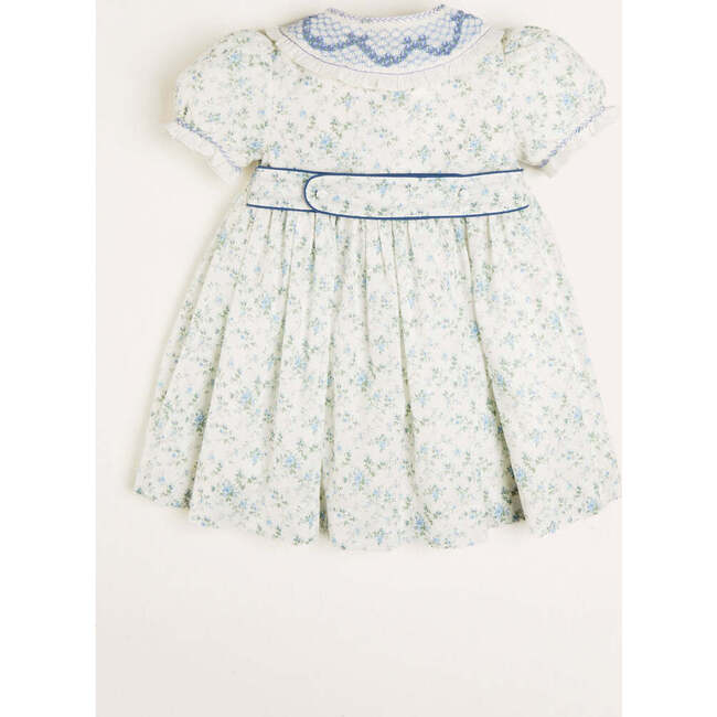 Alice Floral Print Handsmocked Statement Collar Dress, Blue - Dresses - 5