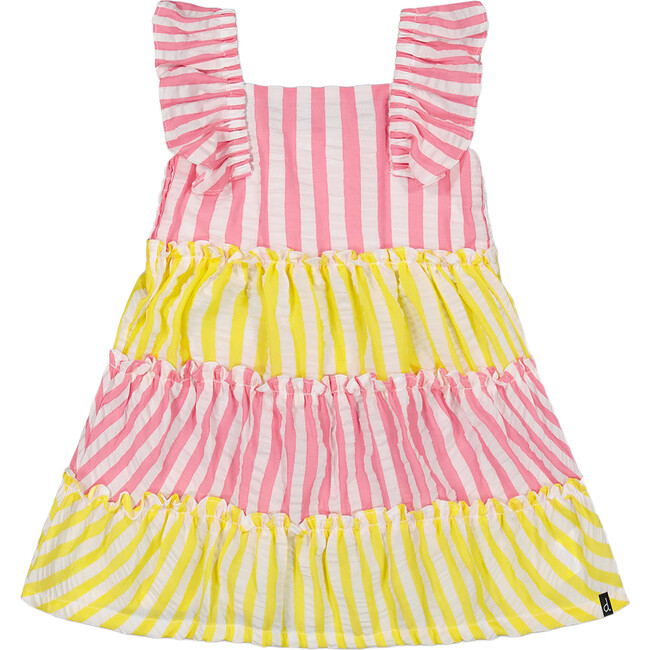 Striped Seersucker Dress, Bubble Gum Pink Stripe