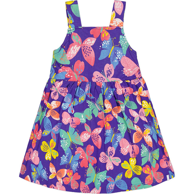 Sleeveless Dress, Printed Colorful Butterflies
