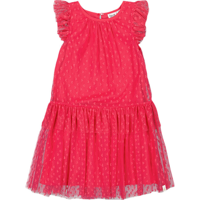 Heart Mesh Jacquard Dress, Hot Pink