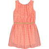 Heart Jacquard Chiffon Dress, Coral - Dresses - 1 - thumbnail