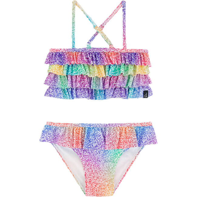 Two Piece Swimsuit, Gradient Rainbow Print