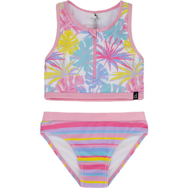Two Piece Swimsuit, Palm Leaf Pastel Print