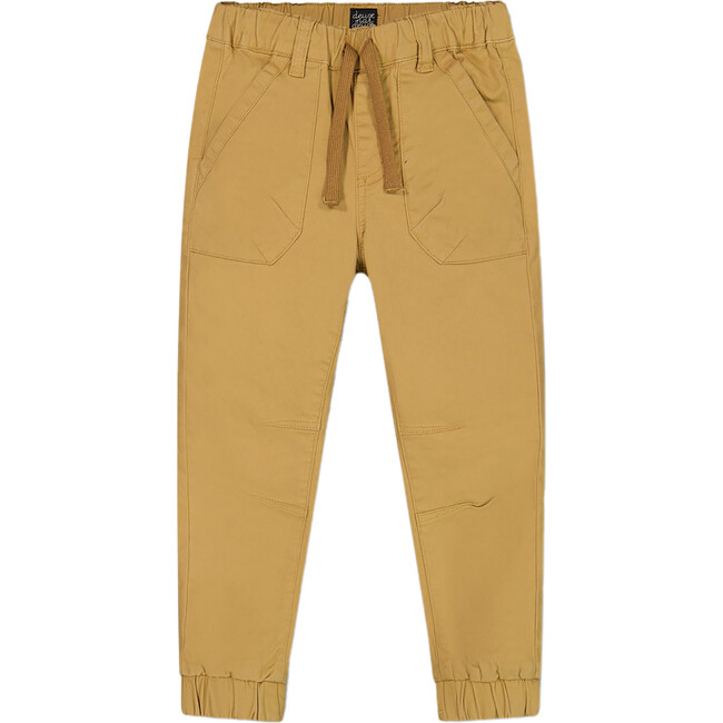 Stretch Twill Jogger Pants, Beige Gold
