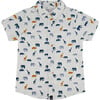 Short Sleeve Poplin Shirt, White Printed Jungle Friends - Shirts - 1 - thumbnail