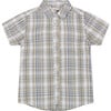 Plaid Short Sleeve Shirt, Blue Green Plaid - Shirts - 1 - thumbnail