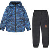 Two Piece Hooded Coat And Pant Mid-Season Set, Blue Printed Bike And Black - Mixed Apparel Set - 1 - thumbnail
