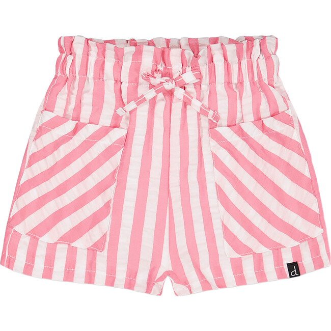 Striped Seersucker Short, Bubble Gum Pink Stripe