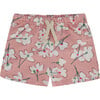 French Terry Short, Pink Jasmine Flower Print - Shorts - 1 - thumbnail