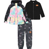 Printed 3 In 1 Mid-Season Set, Black Printed Multicolor Unicorns - Mixed Apparel Set - 1 - thumbnail