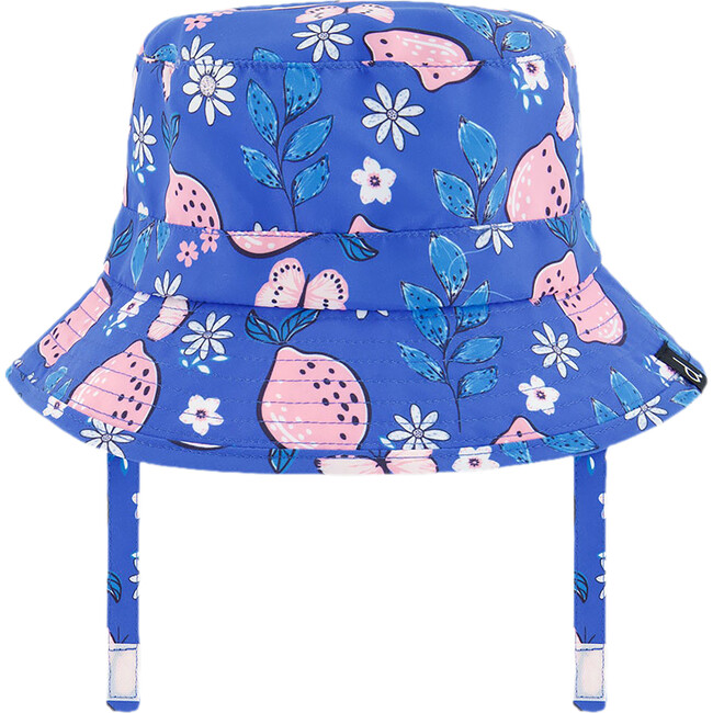 Beach Hat, Royal Blue Printed Pink Lemon