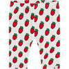 Organic Cotton Short Leggings, White Printed Pop Strawberry - Leggings - 1 - thumbnail