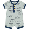 Organic Cotton Romper, Sage With Printed Jungle - Rompers - 1 - thumbnail