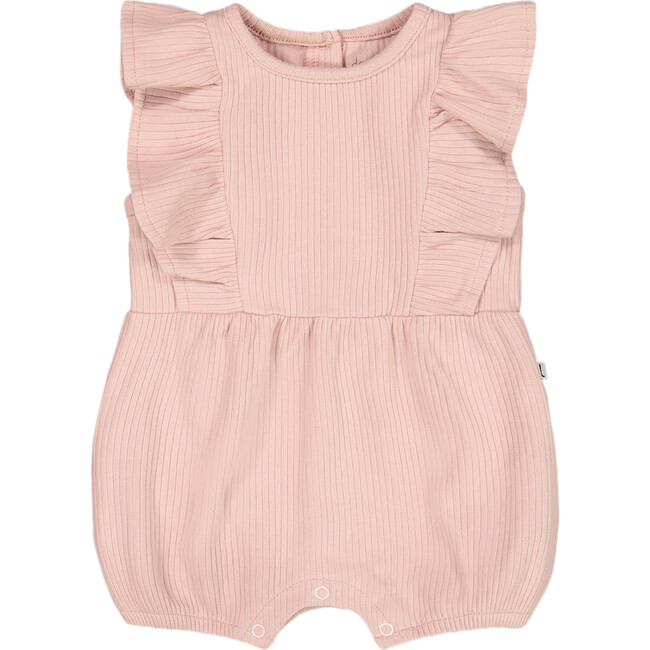 Organic Cotton Ribbed Romper, Mellow Rose