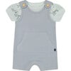 Organic Cotton Onesie And Waffle Shortall Set, Blue Gray - Mixed Apparel Set - 1 - thumbnail