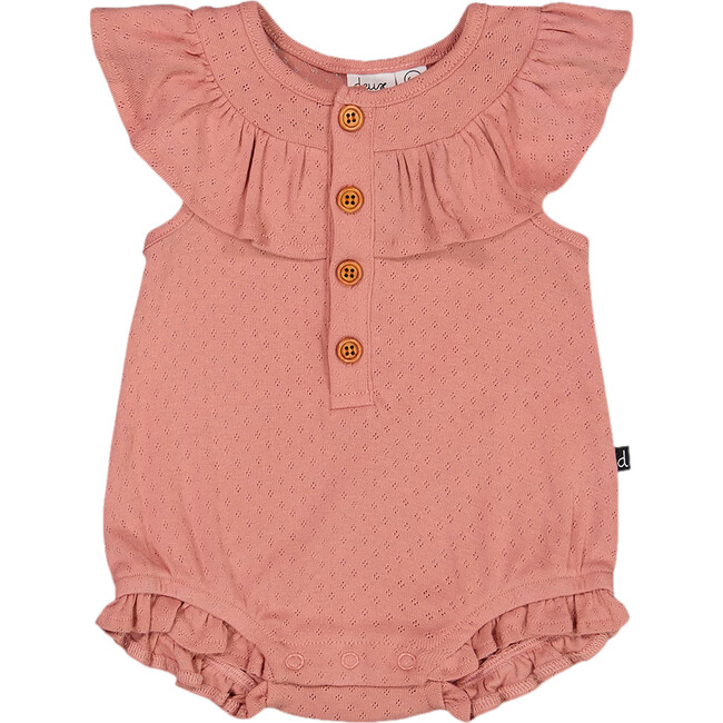 Organic Cotton Pointelle Knit Romper, Old Rose