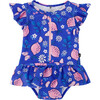 One Piece Swimsuit, Royal Blue Printed Pink Lemon - One Pieces - 1 - thumbnail