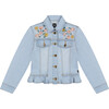 Jean Jacket With Embroidery, Light Blue Denim - Denim Jackets - 1 - thumbnail