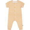 Organic Cotton Jumpsuit, Sand Stripe - Rompers - 1 - thumbnail