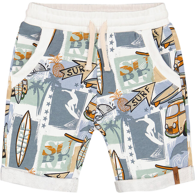 French Terry Short, Printed Surf And Caravan