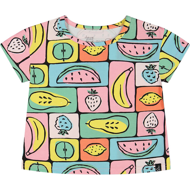 Organic Cotton Jersey Top, Printed Fruits Square
