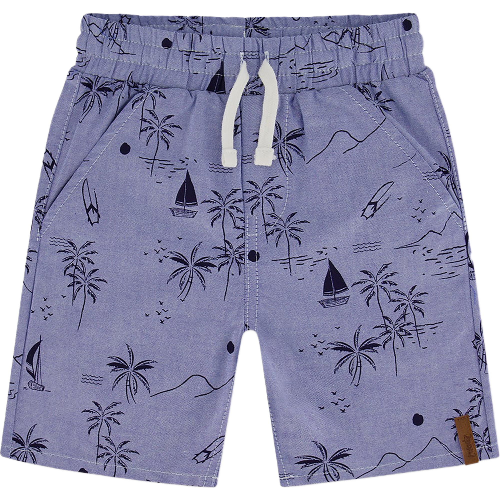 Chambray Short, Blue Printed Beach - Shorts - 1