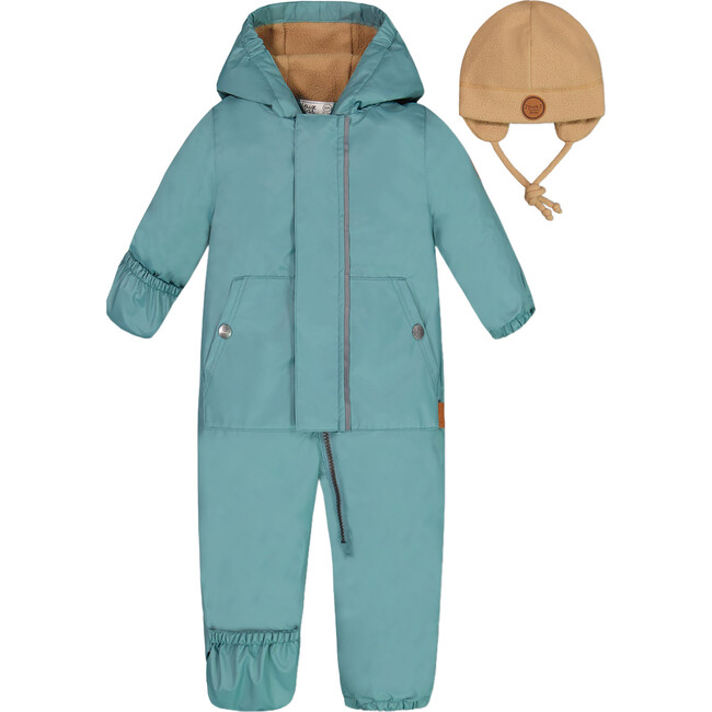 Baby Mid-Season One Piece With Hat, Blue Teal
