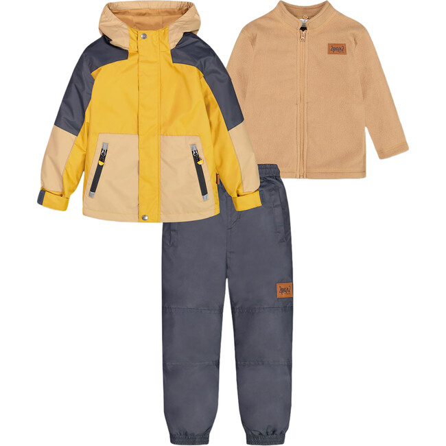 3 In 1 Mid Season Set, Colorblock Yellow, Beige And Grey