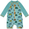 Long Sleeve One Piece Rashguard, Printed Beach Caravan - One Pieces - 1 - thumbnail