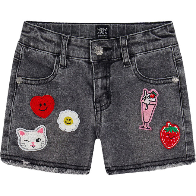 Short With Patches, Black Denim