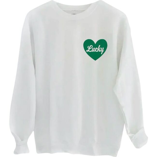 Women's Lucky Heart Adult Sweatshirt, White